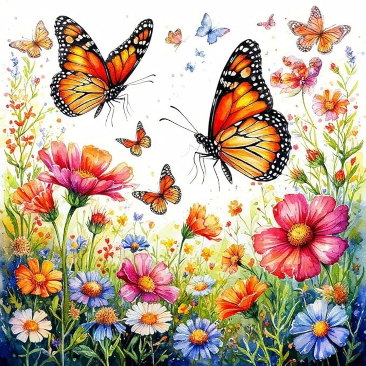 Diamond Painting Kits for Adults, Butterfly Flower Diamond Art Kits for Beginners,5D Round Full Drill Diamonds Gem Art Crafts for Home Wall Decor Gifts 14x14 Inch
